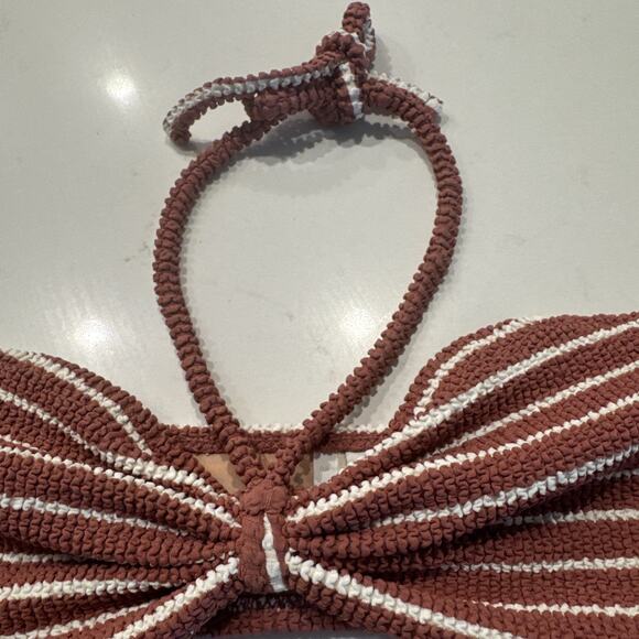 Madewell Second Wave Bandeau Bikini Top Women’s Size Large Textured Striped - Picture 4 of 7